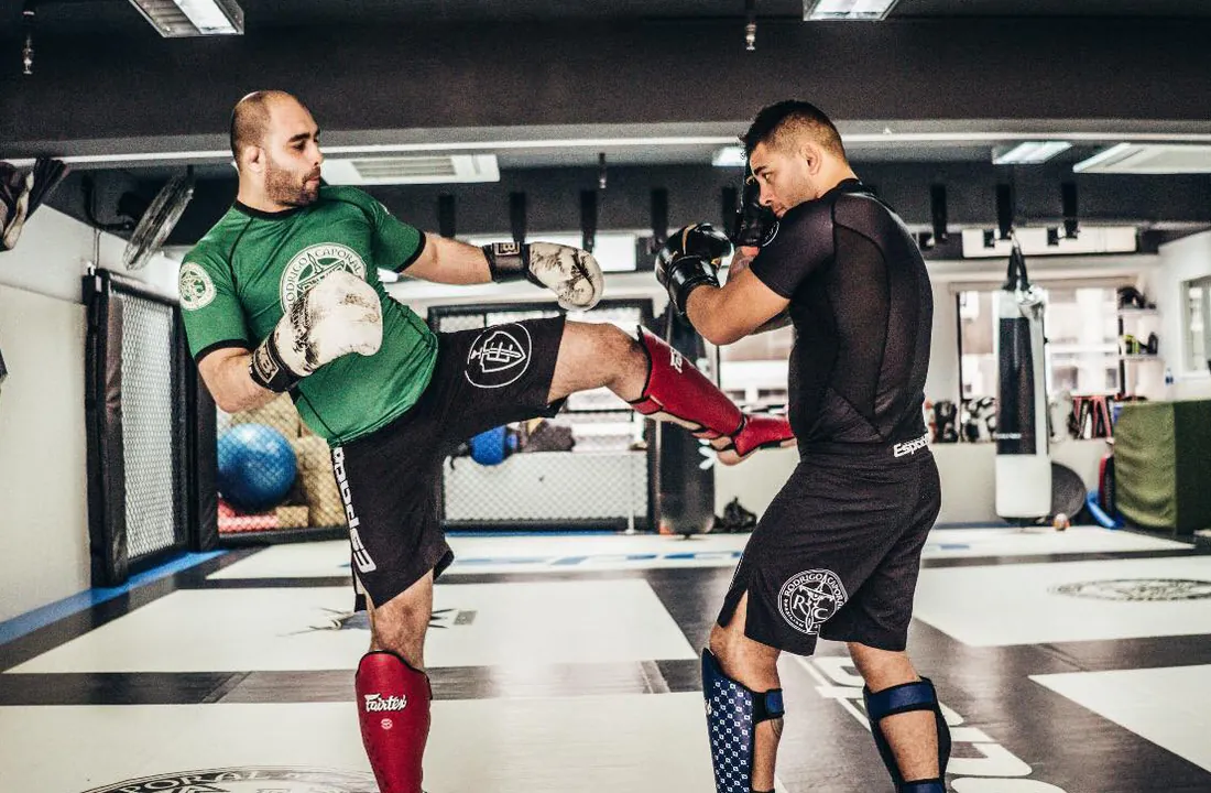Muay Thai kick on the mats